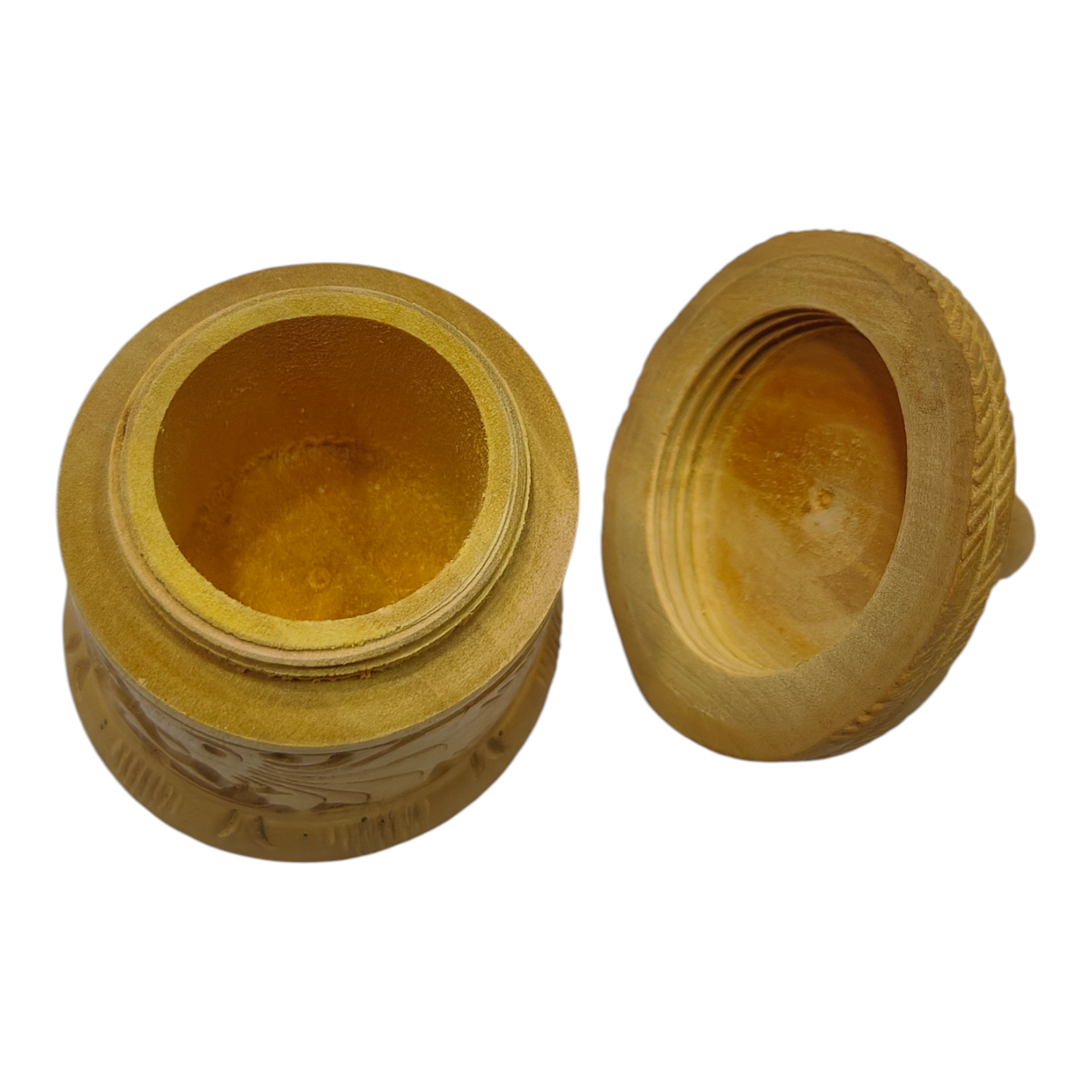 Wooden  Carved Kumkum  Box - Traditional Storage for Your Pooja Essentials