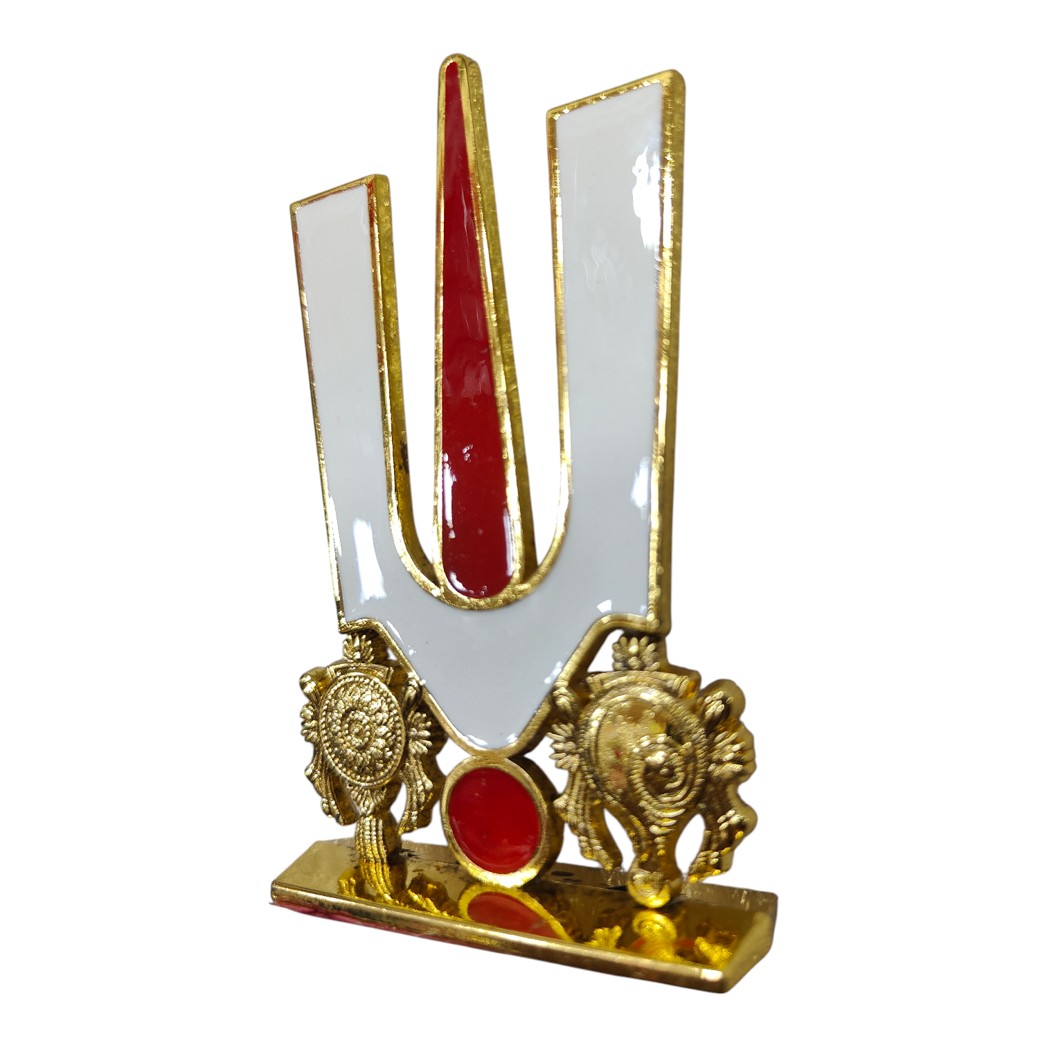Thenkalai Thirumankappu Shanku Chakra Copper finish Car Dashboard Decor - Religious Return Gift