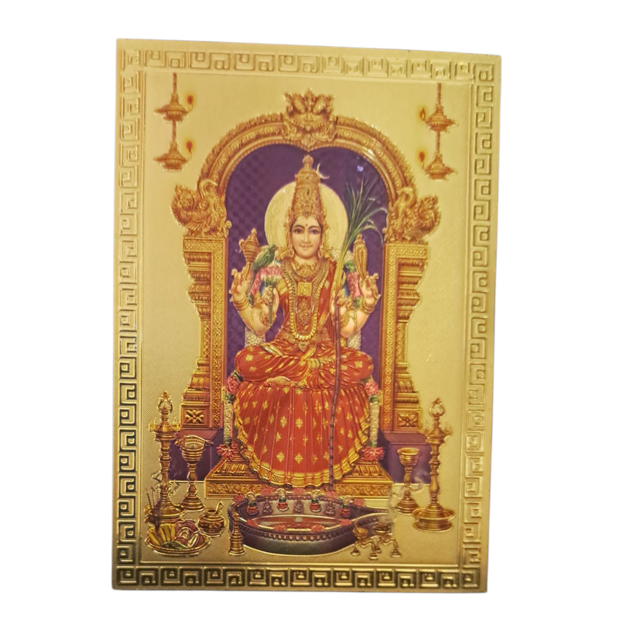 Kamakshi Amman - Purple background Fridge Magnet Divine Decorative Souvenir 6.25 X 8.5 Cms