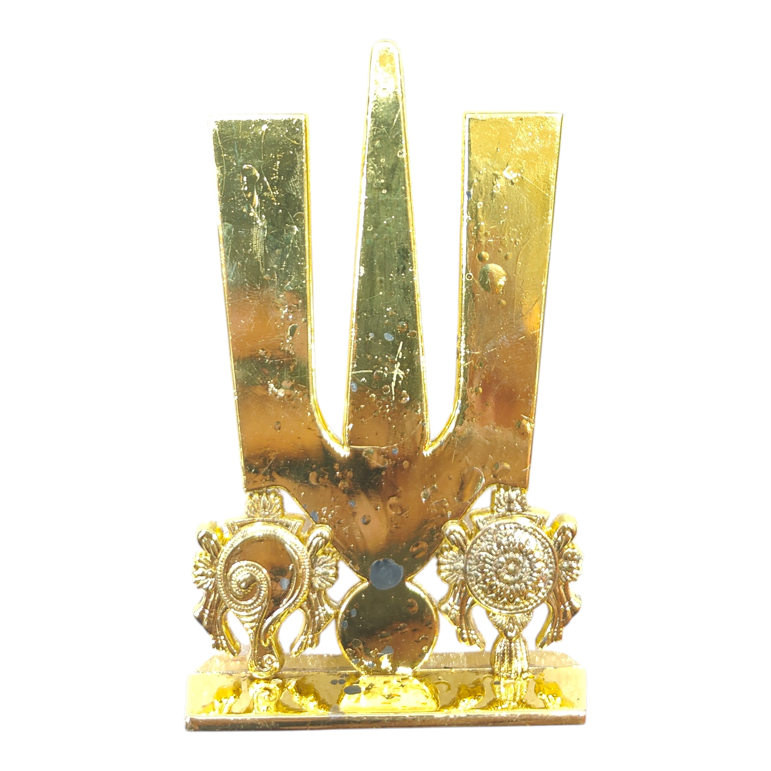 Thenkalai Thirumankappu Shanku Chakra Copper finish Car Dashboard Decor - Religious Return Gift