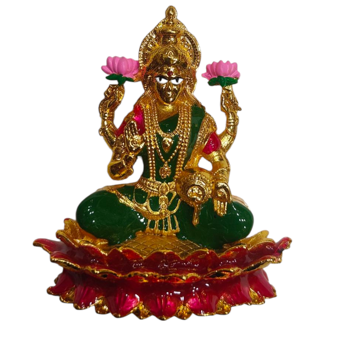 Sri Kamal Lakshmi Gold plated Multicolour Home & Car Decor - Hindu religious gift