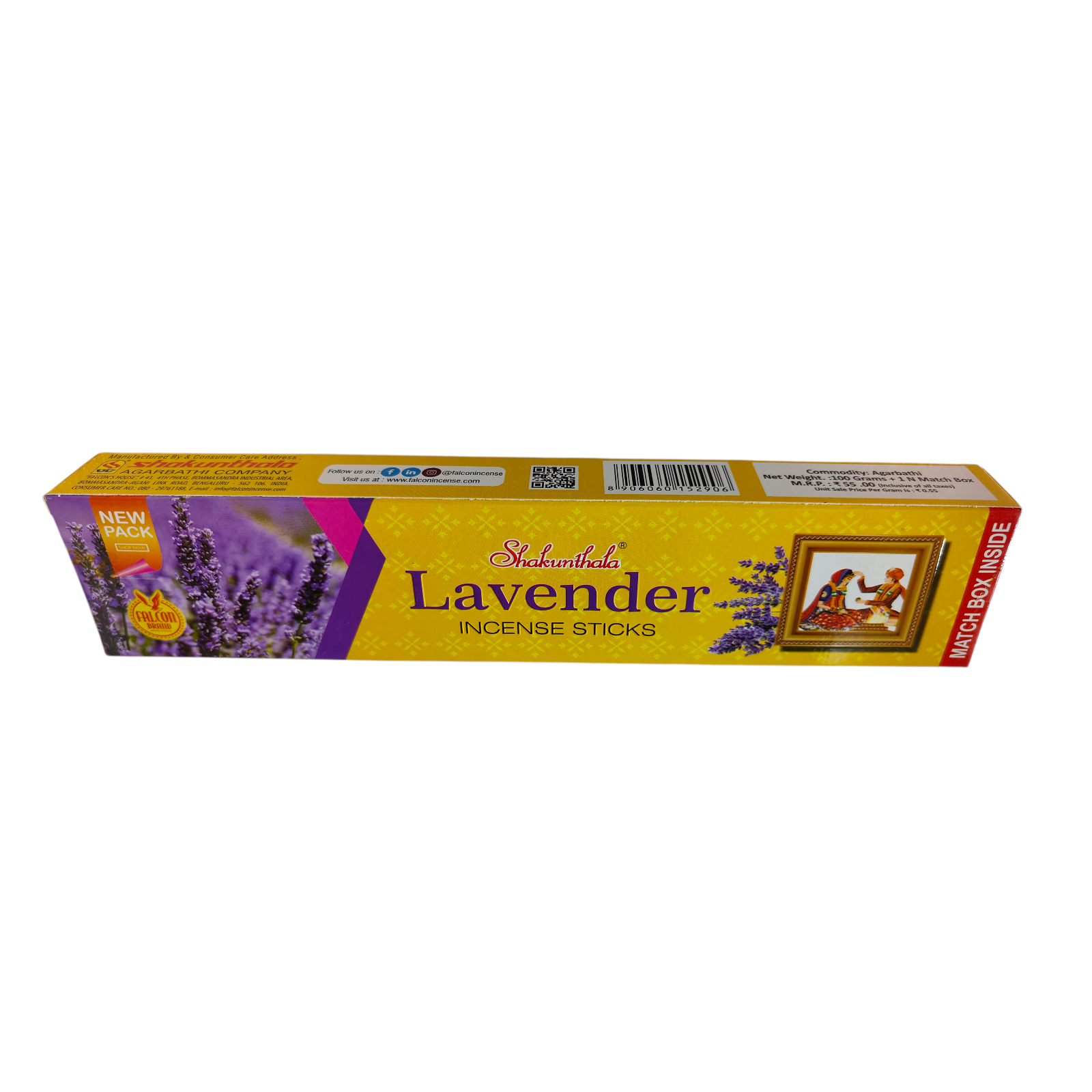 Falcon Shakunthala Lavender Incense Sticks -  Fresh Garden Lavender Fragrance Agarbathi for Meditation & Yoga sessions