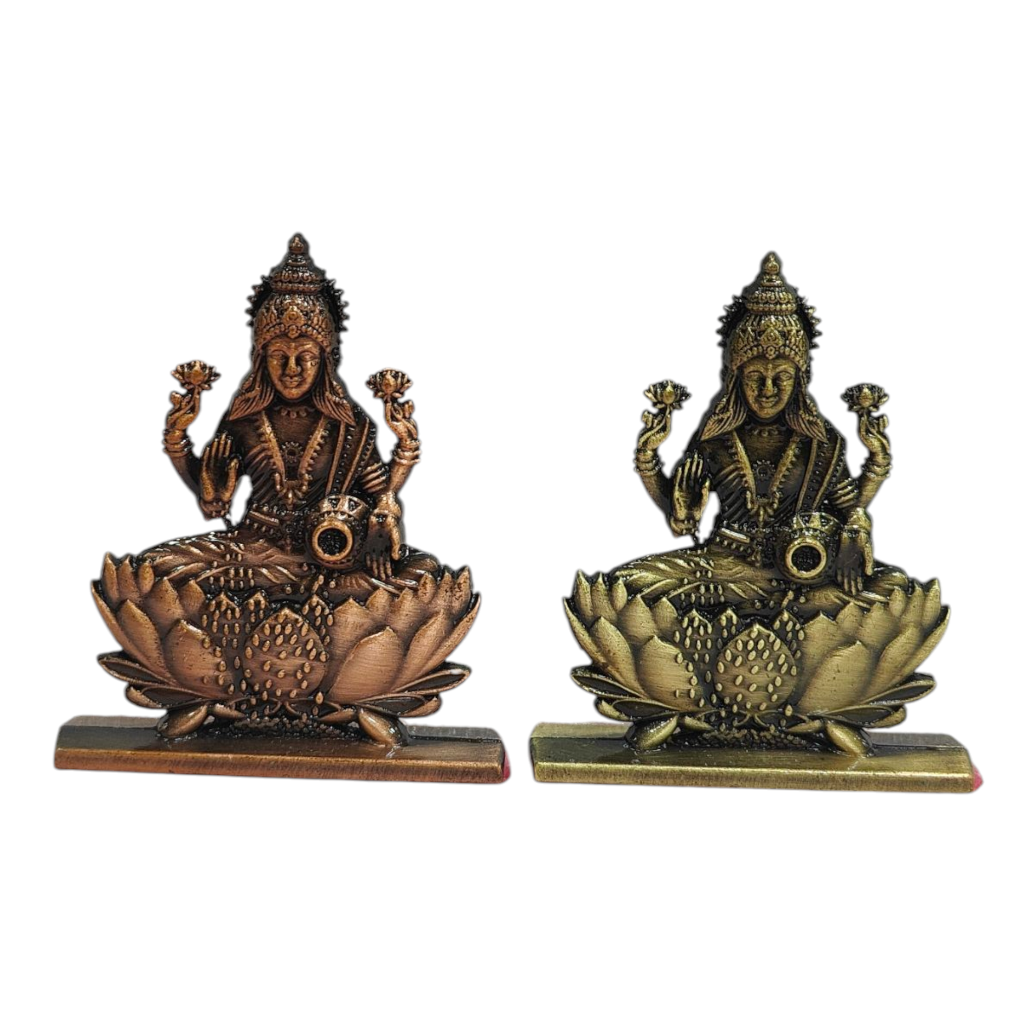 Sri Maha Lakshmi Gold & Copper Finish Car Dashboard / Desktop Religious figurine 3 inch