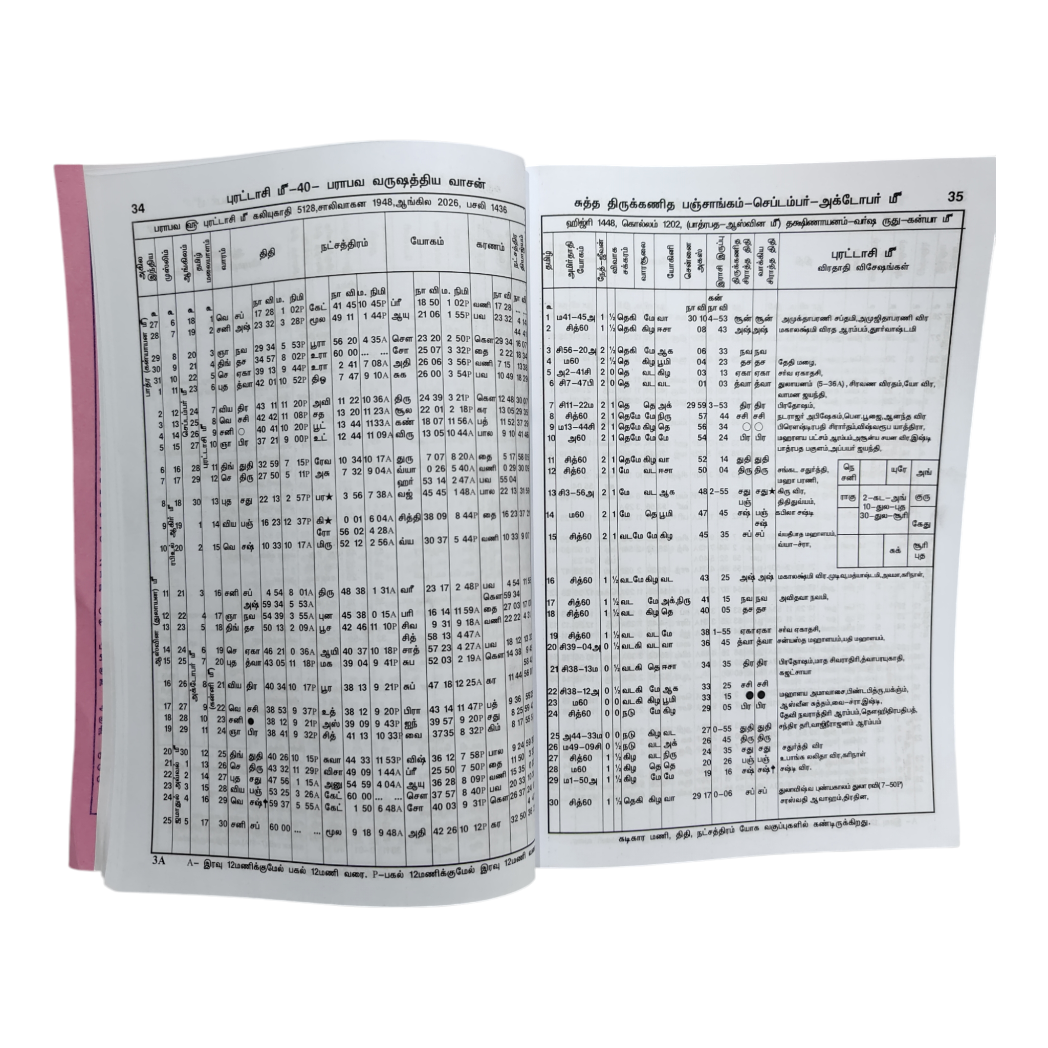 Parabhava Varushathiya Vasan Suddha  Thirukanitha Panchangam - Religious & Accurate Calculator of Tamil Calender