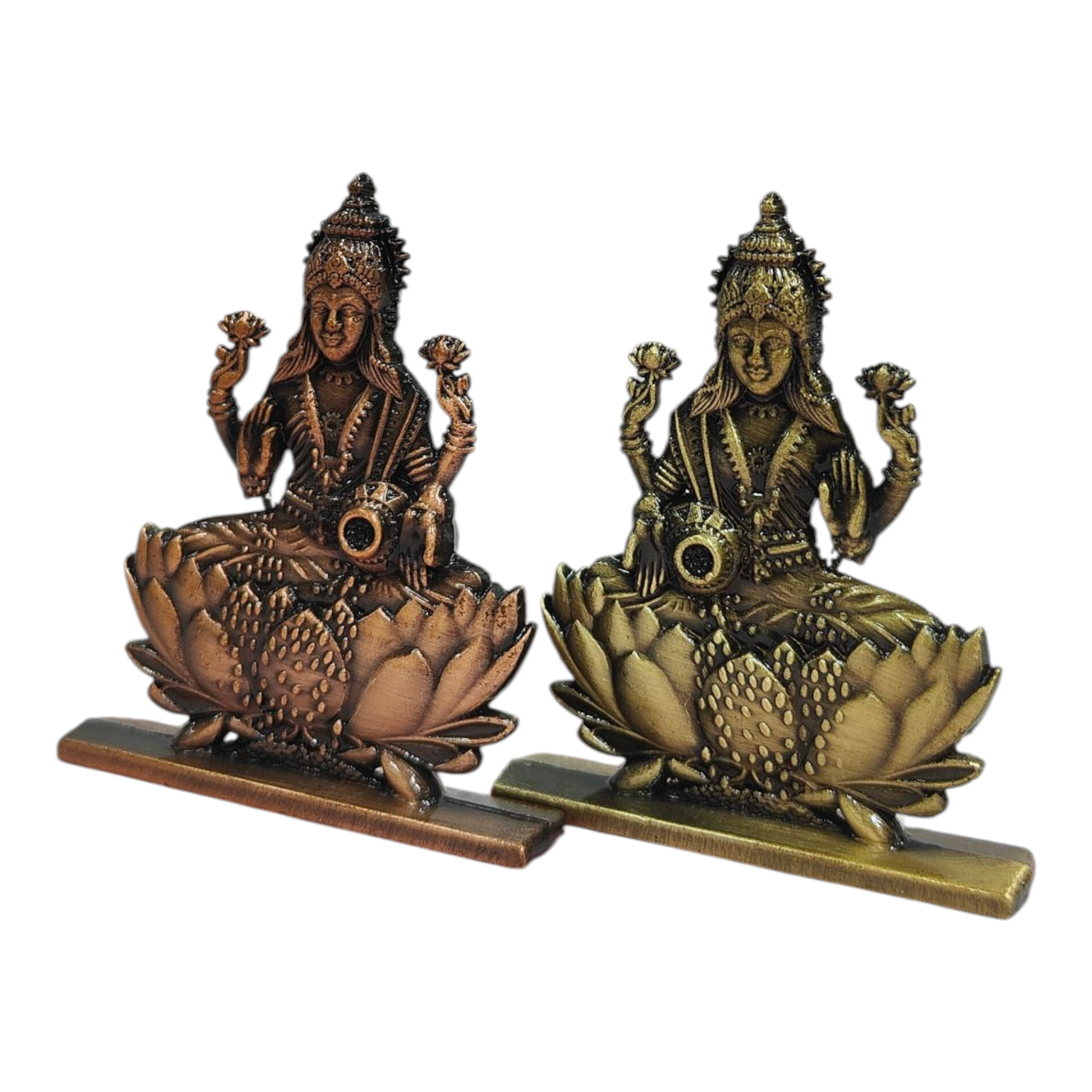 Sri Maha Lakshmi Gold & Copper Finish Car Dashboard / Desktop Religious figurine 3 inch