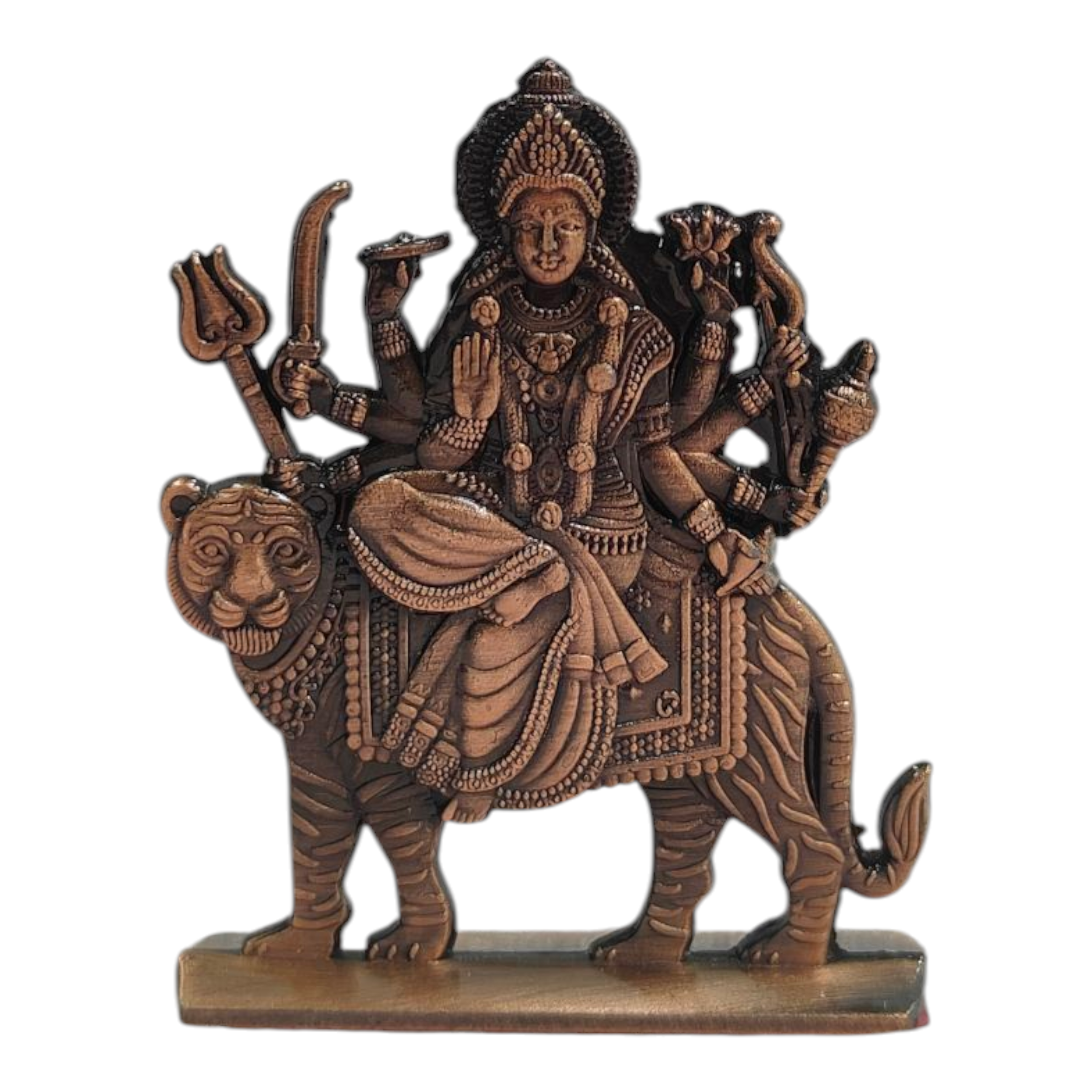 Maa Durga Copper Antique Home Decor & Car Dashboard Stand Showpiece 3 inches