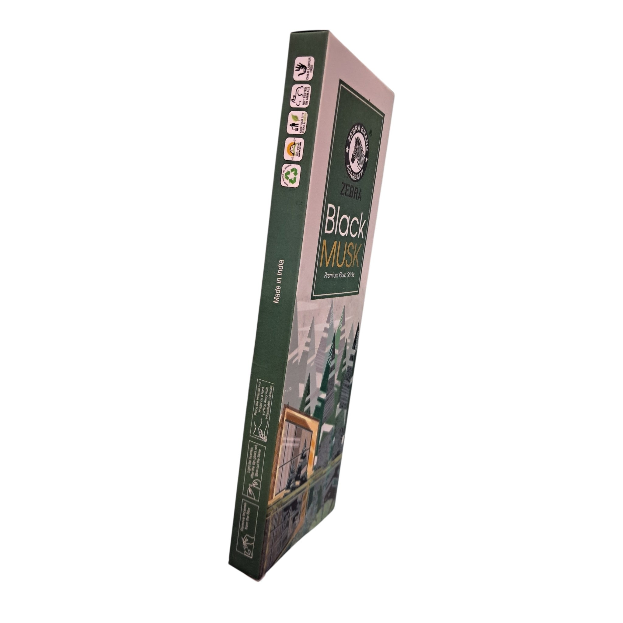 Zebra Black Musk Premium Flora Sticks  -  Arabic Traditional Kasturi Agarbatti for Pooja rituals and Yoga