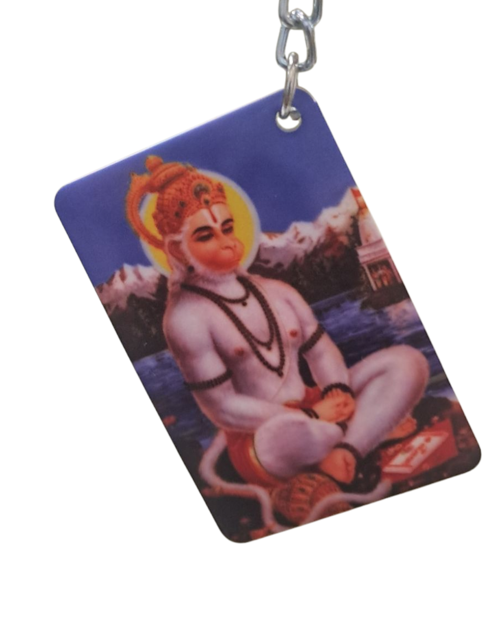 Ayodhya Ram Lalla & Yoga Hanuman Double-Sided Keychain – Spiritual Metal Key Ring for Devotees
