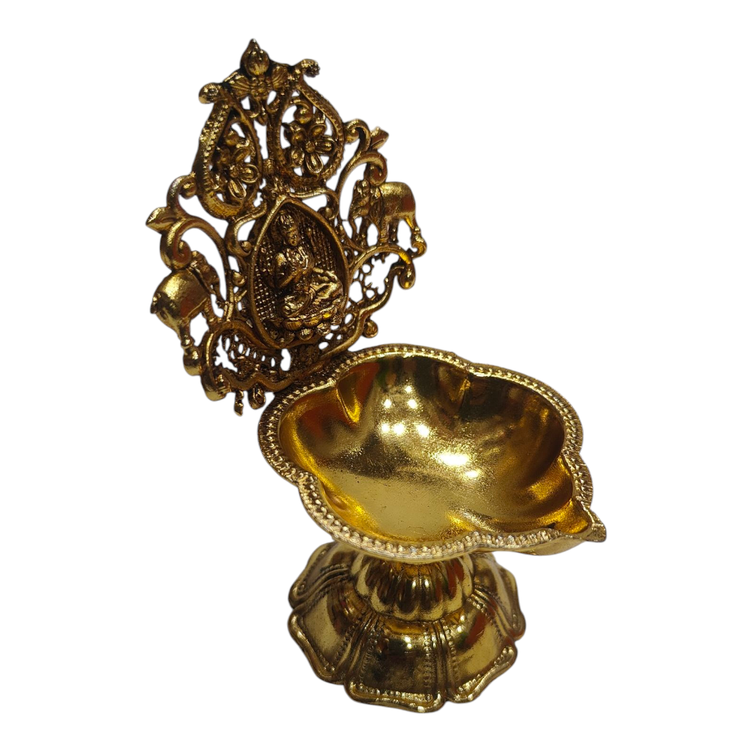 Gajalakshmi Light Weight Brass Antique Deep - symbol of light & Divine blessing return Gift