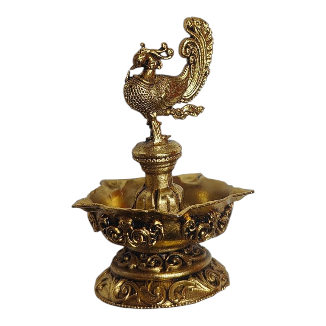 Five Flames Light Weight Brass Hamsa Pakshi Top Deepak size 3.2 inches - Spiritual Collection for Festival Gifting