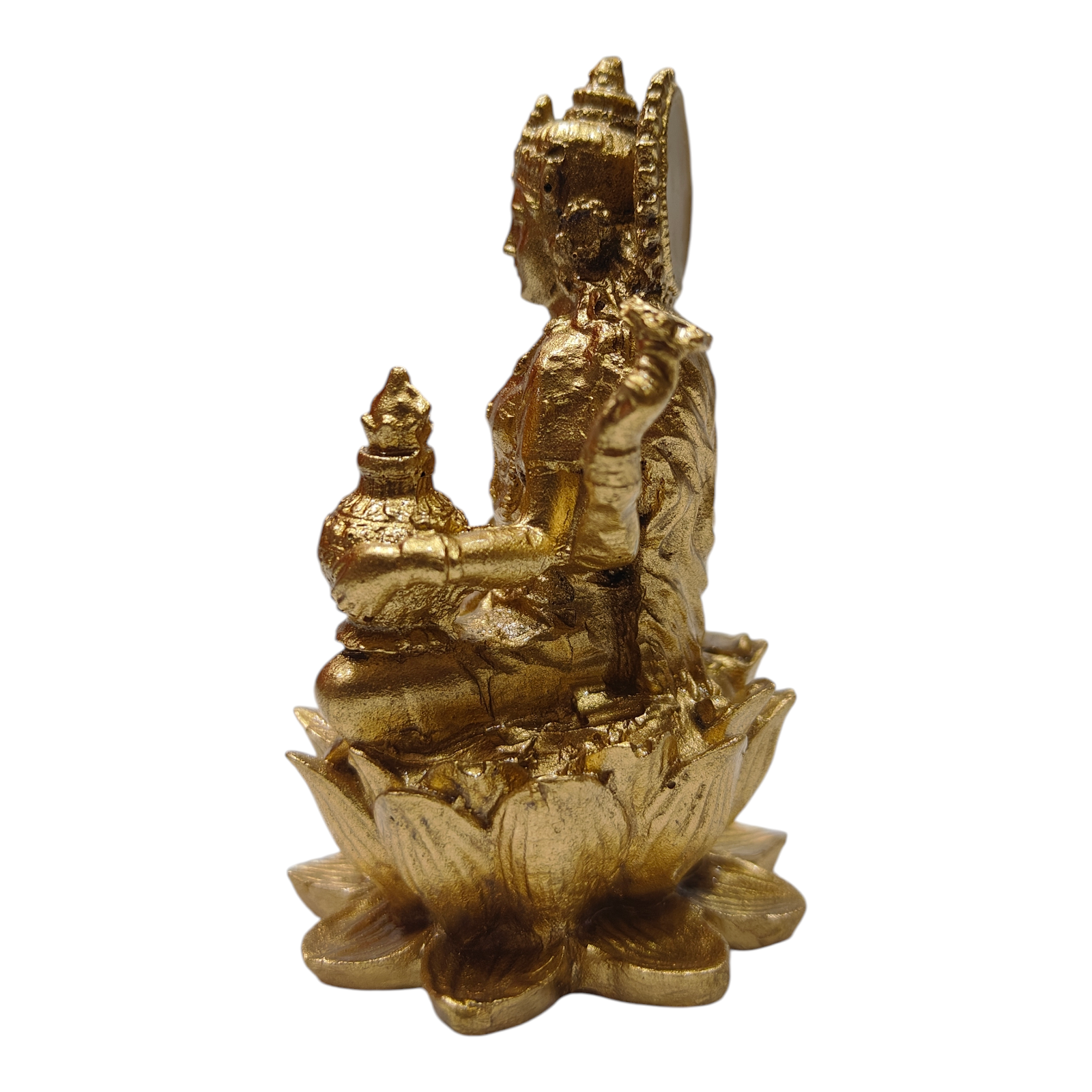 Sri Kamal Lakshmi Golden Shining  Figurine 3 inches - for pooja room & Auspicious Diwali gifting