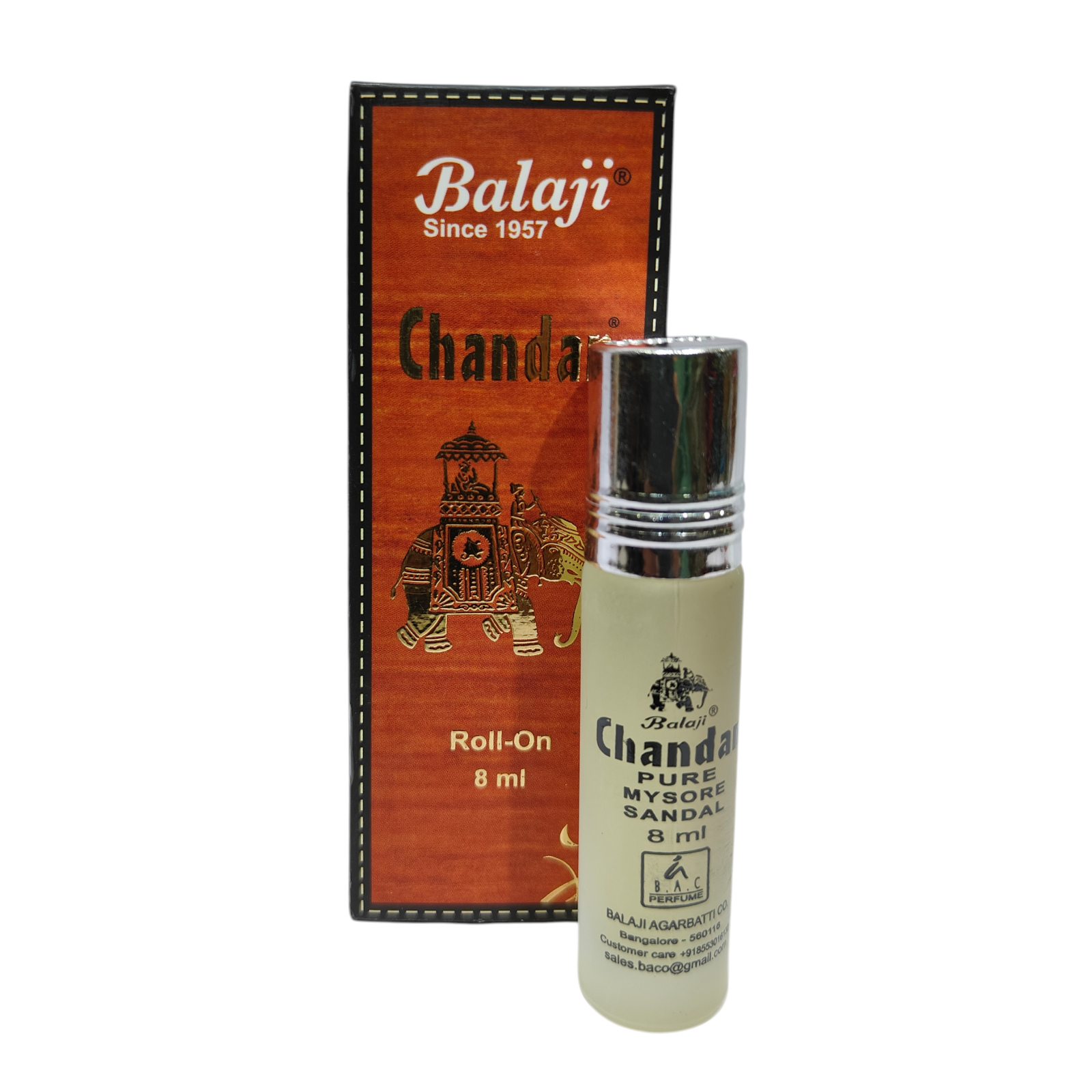 Balaji Chandan Attar Roll On 8ml - Pure Sandalwood Fragrance Oil spiritual and everyday use