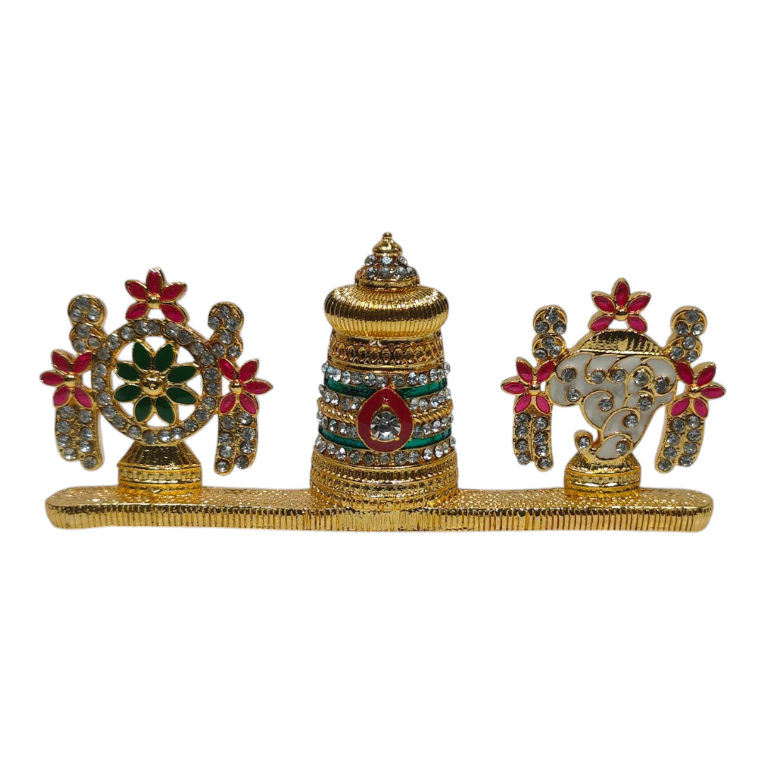 Stone Art work Srinivasa Balaji Kreedom with Shanku & Chakram – Home, Car Décor & Spiritual Gift