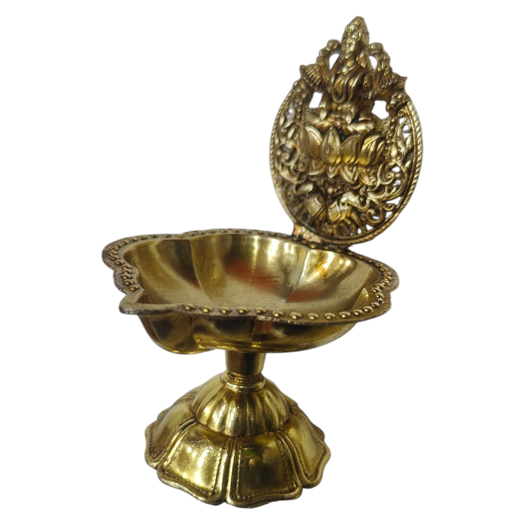 Sri Padma Lakshmi Floral design Light weight Brass antique Deepak - Wedding and return gifts