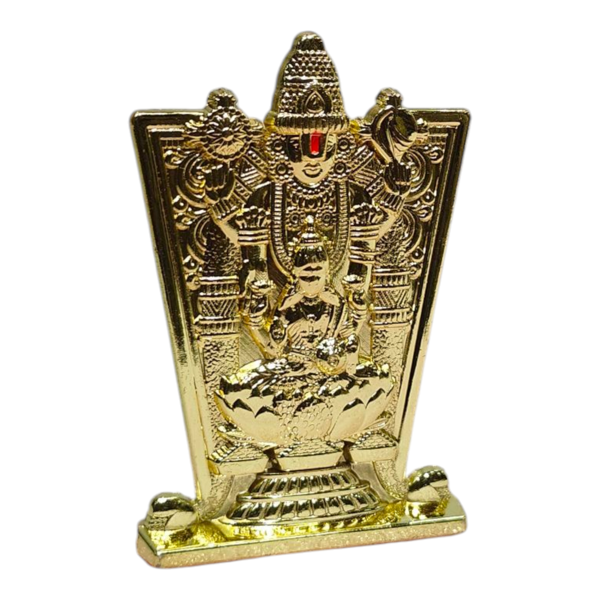 Lakshmi Srinivasa Perumal Golden Colour Copper finish Home Decor & Car Dashboard Figurine 3 inches