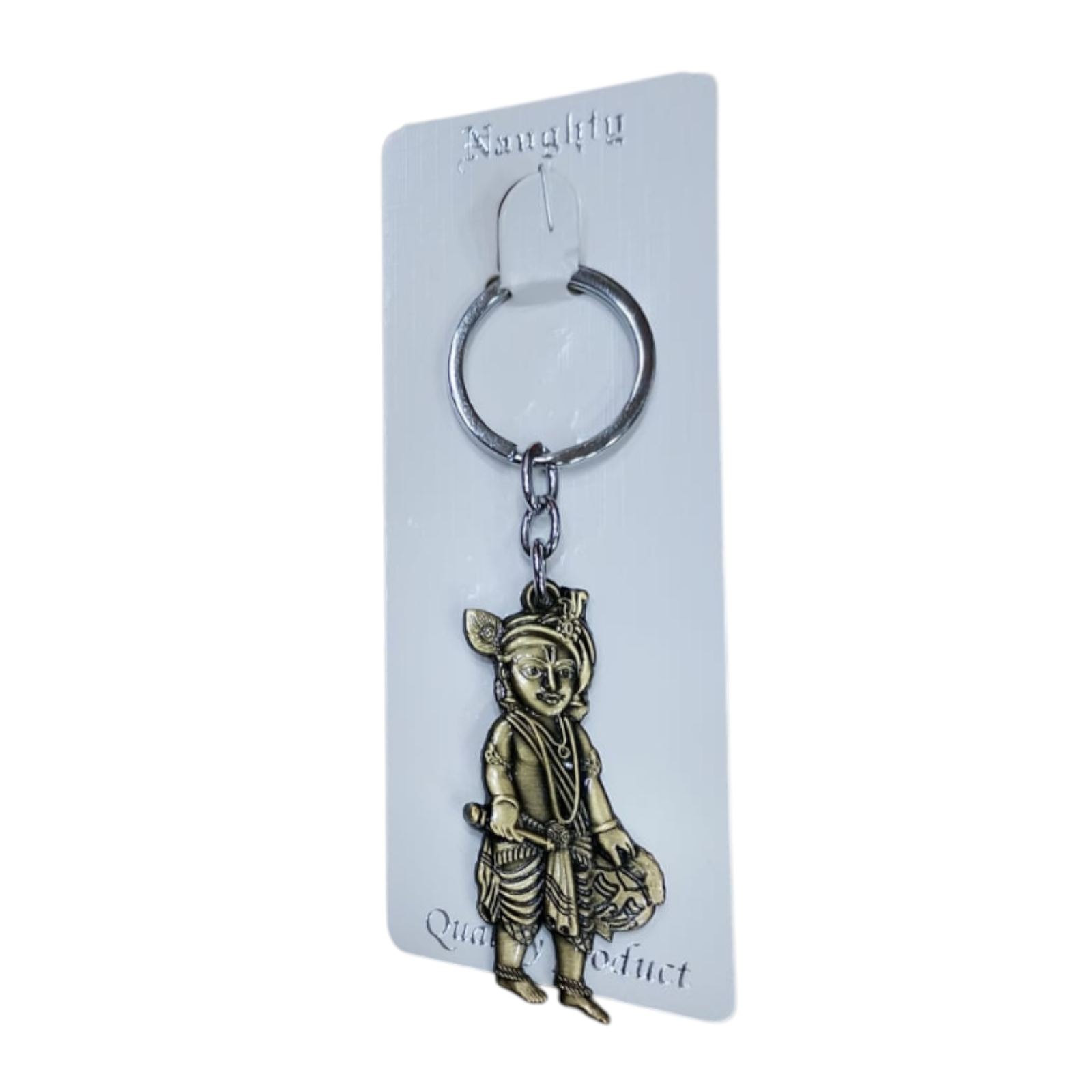 Little Krishna Standing Antique finish Metal Key Chain - Devotional thoughtful gift