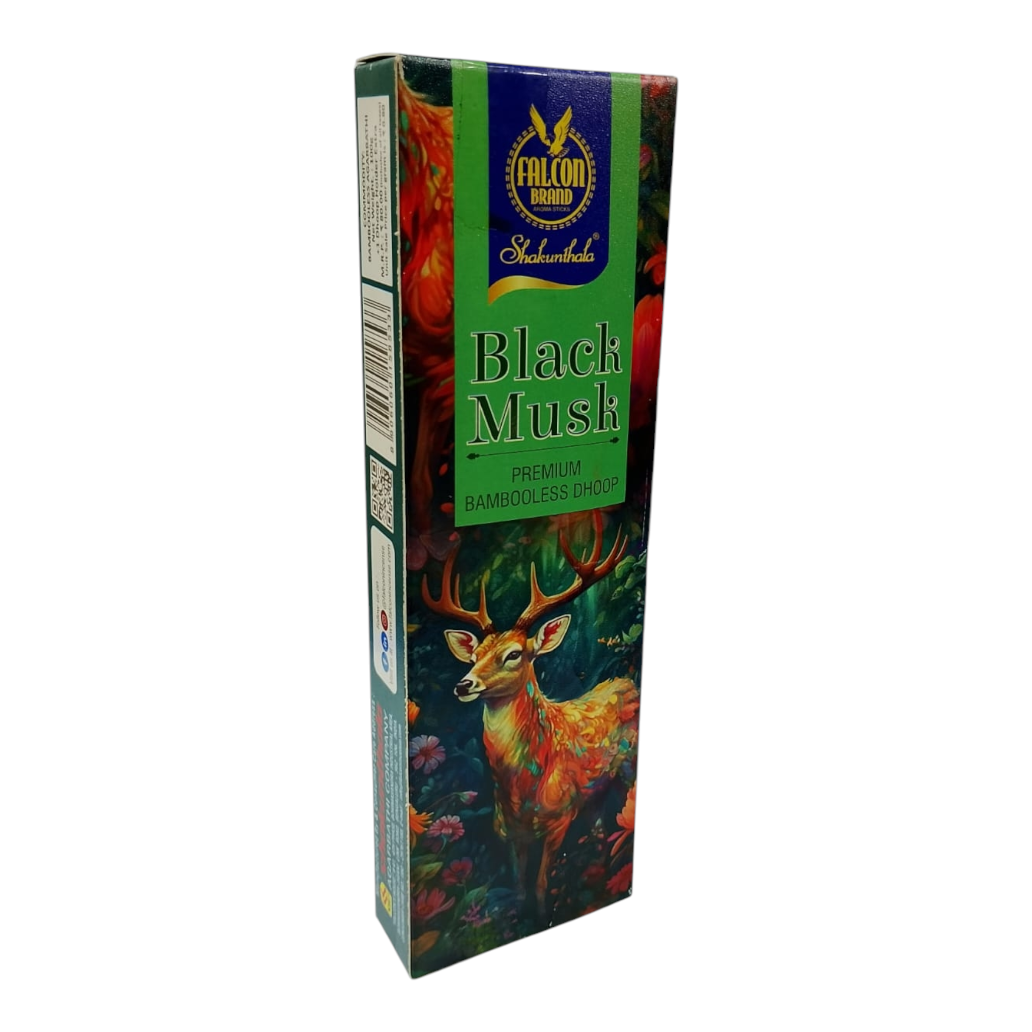 Falcon Brand Black Musk Premium Bambooless Dhoop Sticks - 100% Charcoal Free - Long Lasting