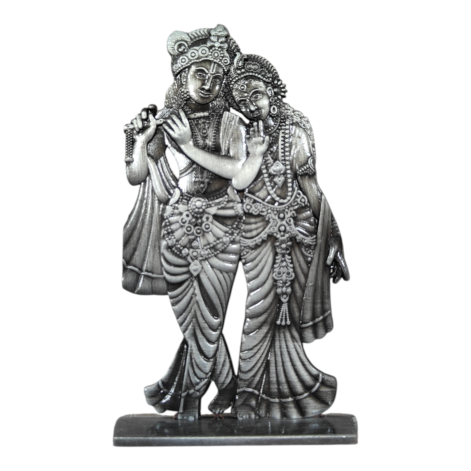 Radhakrishna car decor Stand silver & shining Brass finish 4 inches