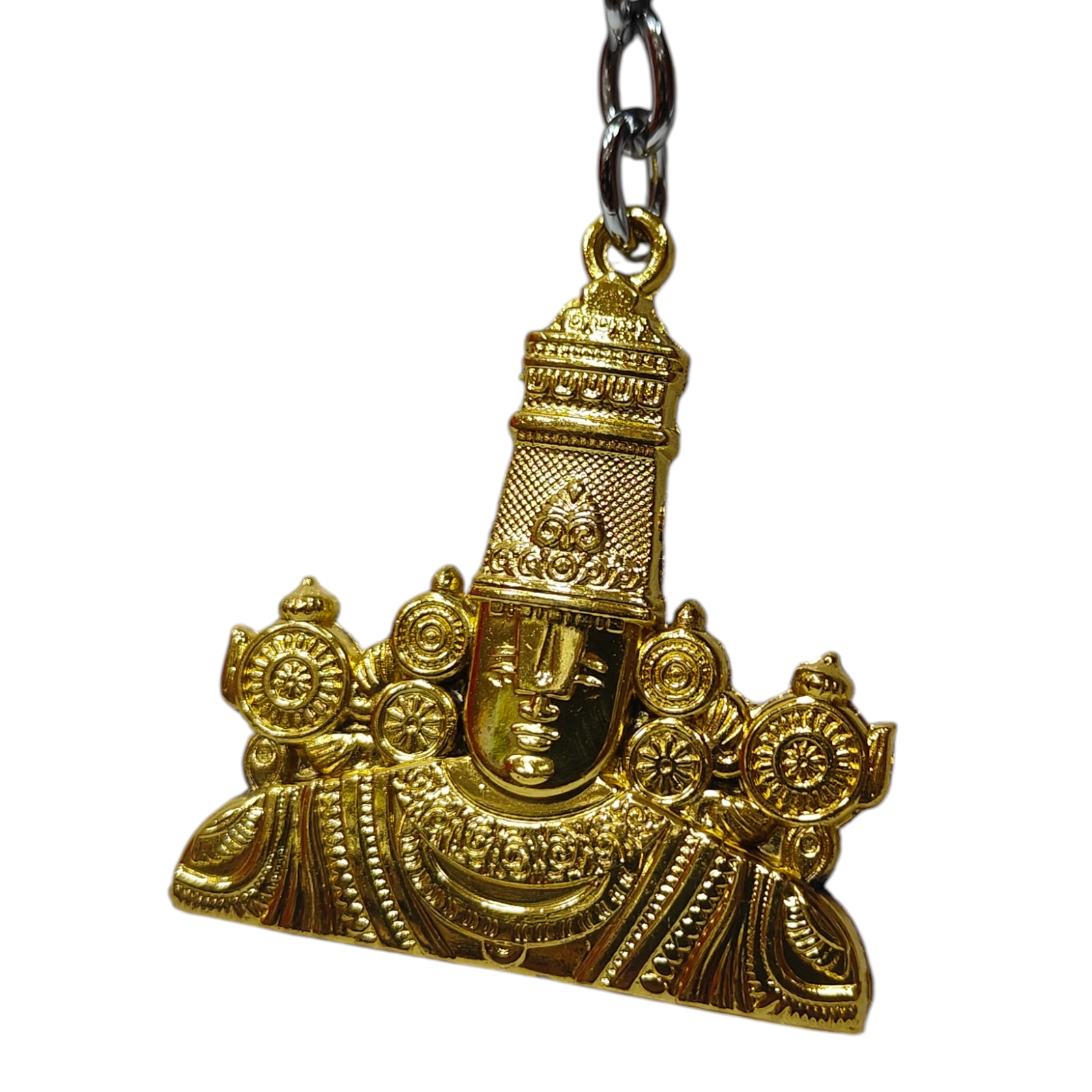 Sri Vari Srinivasa Perumal Face Golden Metal Key Chain - Wedding & Golu Return Gift