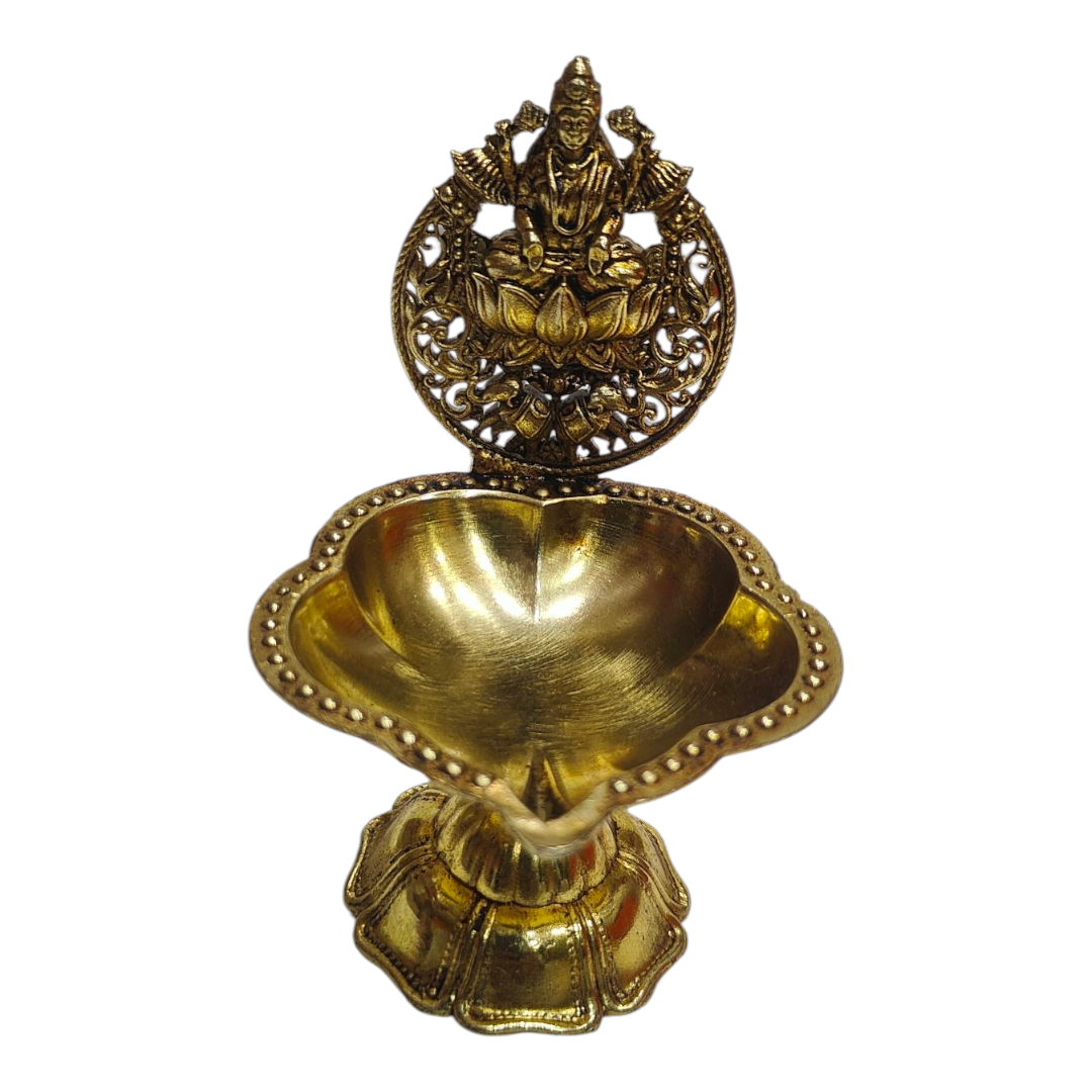 Sri Padma Lakshmi Floral design Light weight Brass antique Deepak - Wedding and return gifts