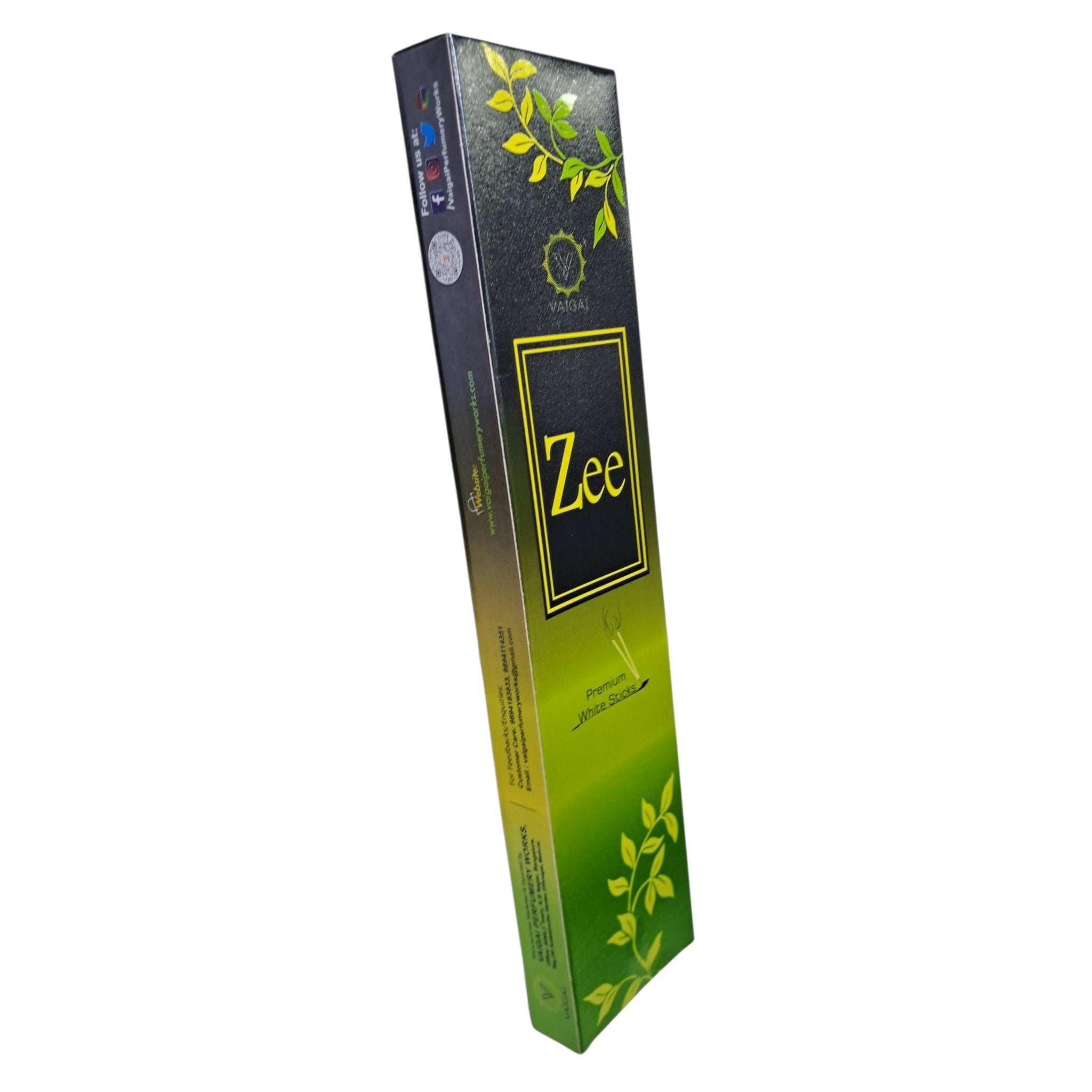 Vaigai Zee Premium White Sticks - Rich Charcoal-free incense for Pooja rituals