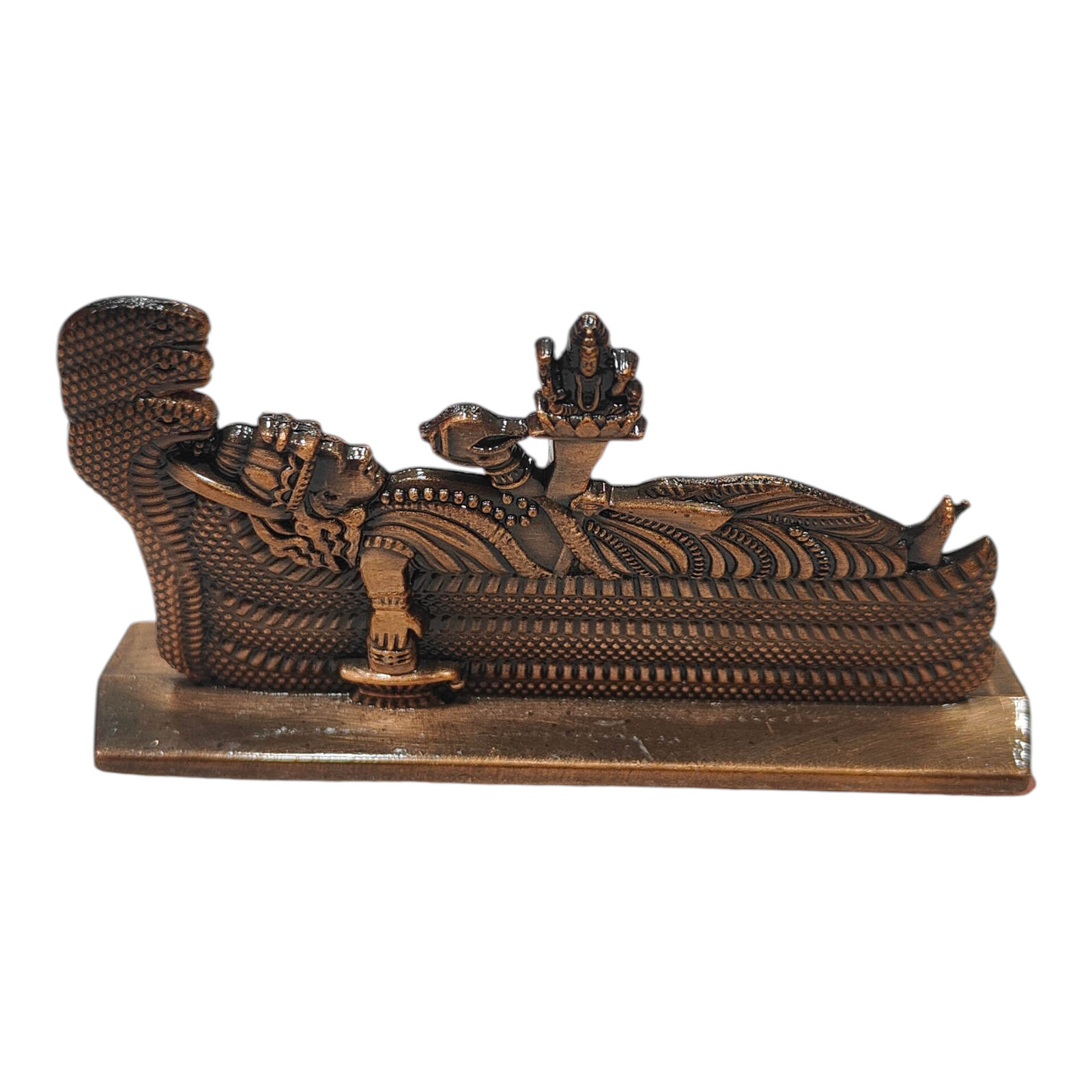 Sri Ranganathar Copper Antique finish Car Dashboard Showpiece -Divine Vishnu Décor & Spiritual Gifting