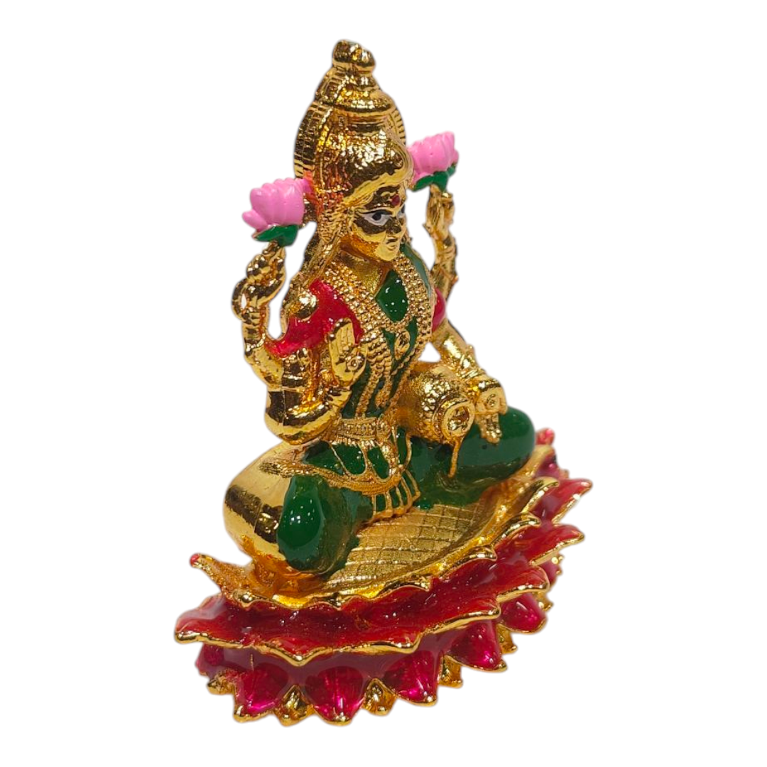 Sri Kamal Lakshmi Gold plated Multicolour Home & Car Decor - Hindu religious gift