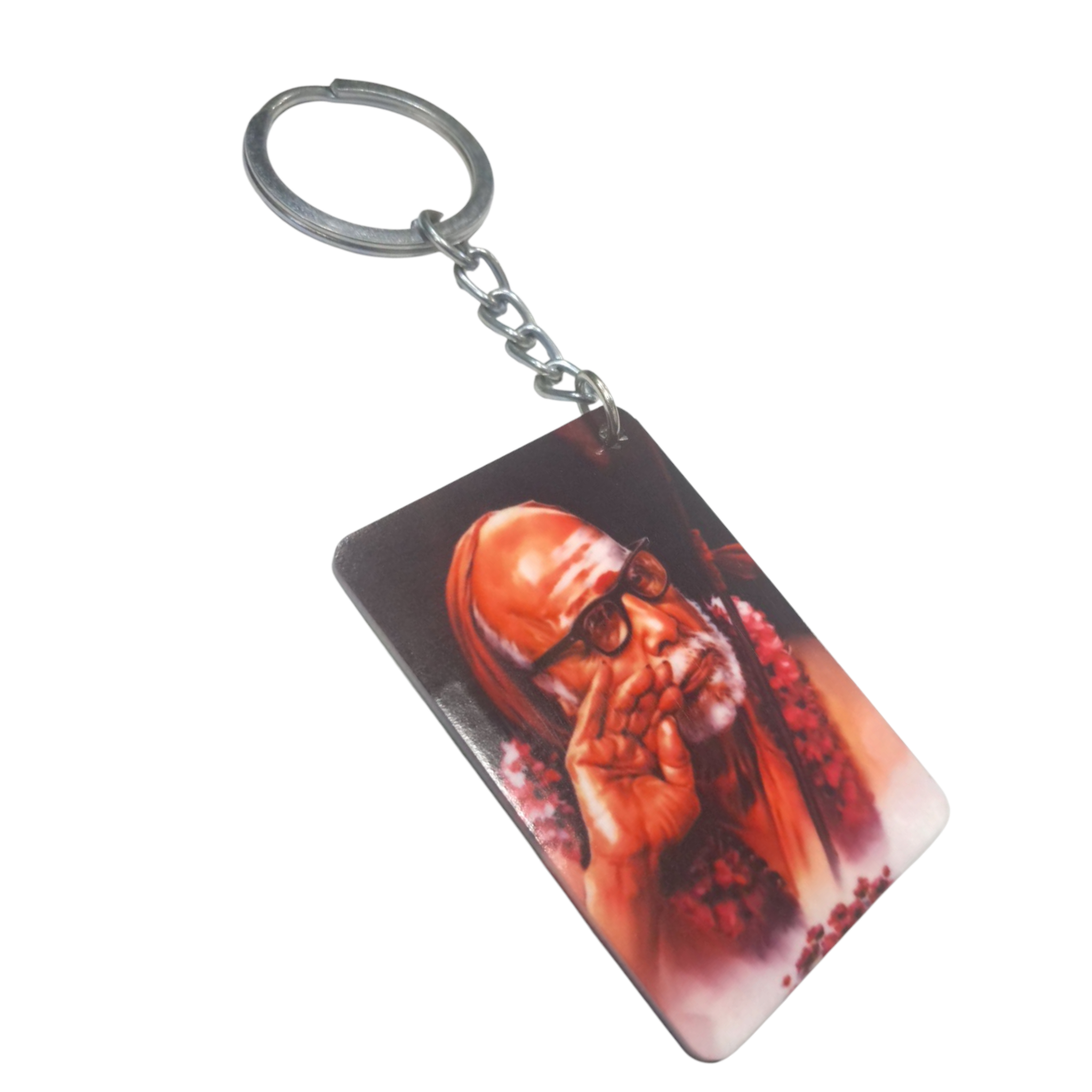 Double-Sided Mahaperiyava Anugraham Acrylic Keychain Type 2 - Spiritual Car & Bag Accessory அருளாசி பெரியவா சாவி கொத்து