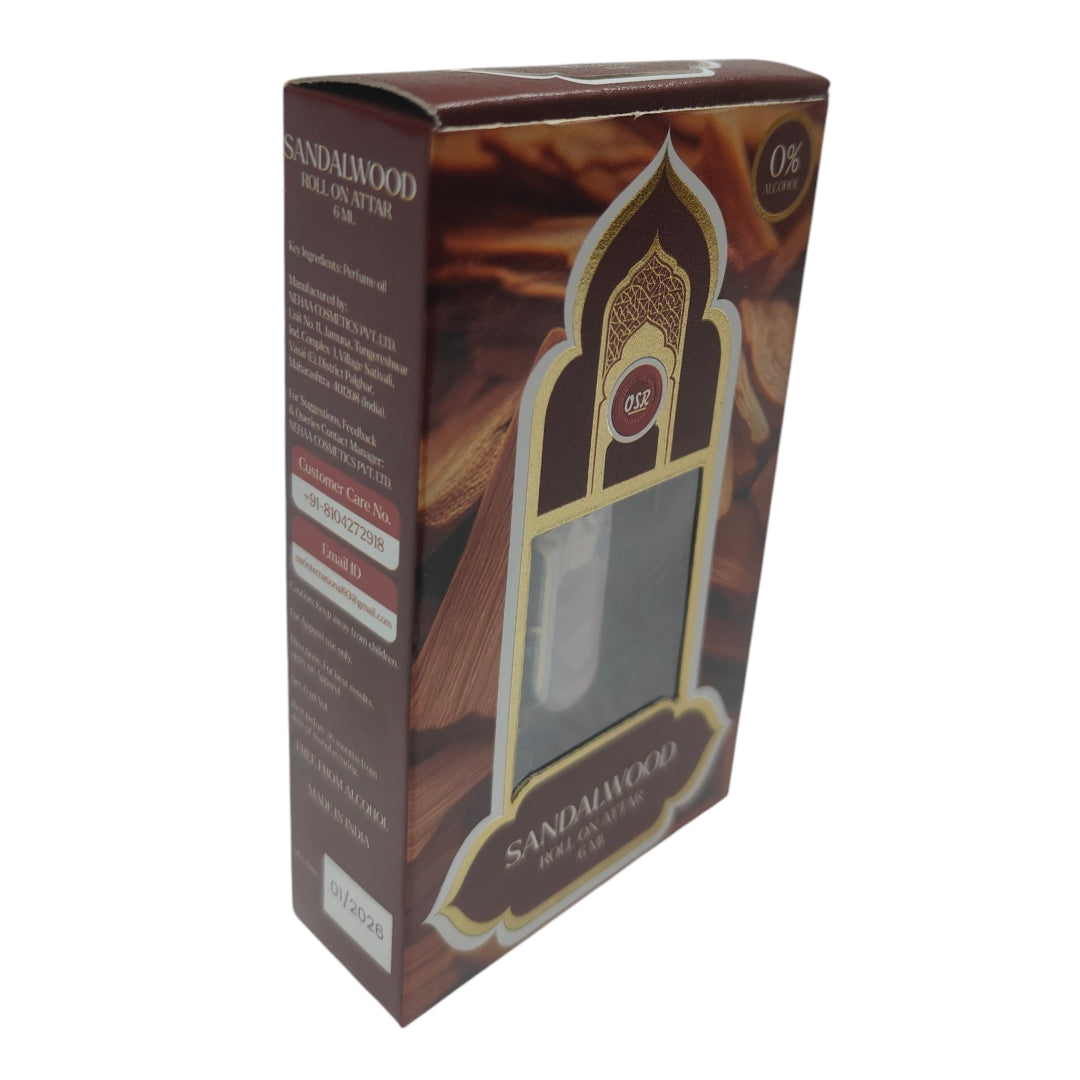 OSR Sandalwood  Roll on Attar 6 ml - Alcohol-free concentrated perfume oil