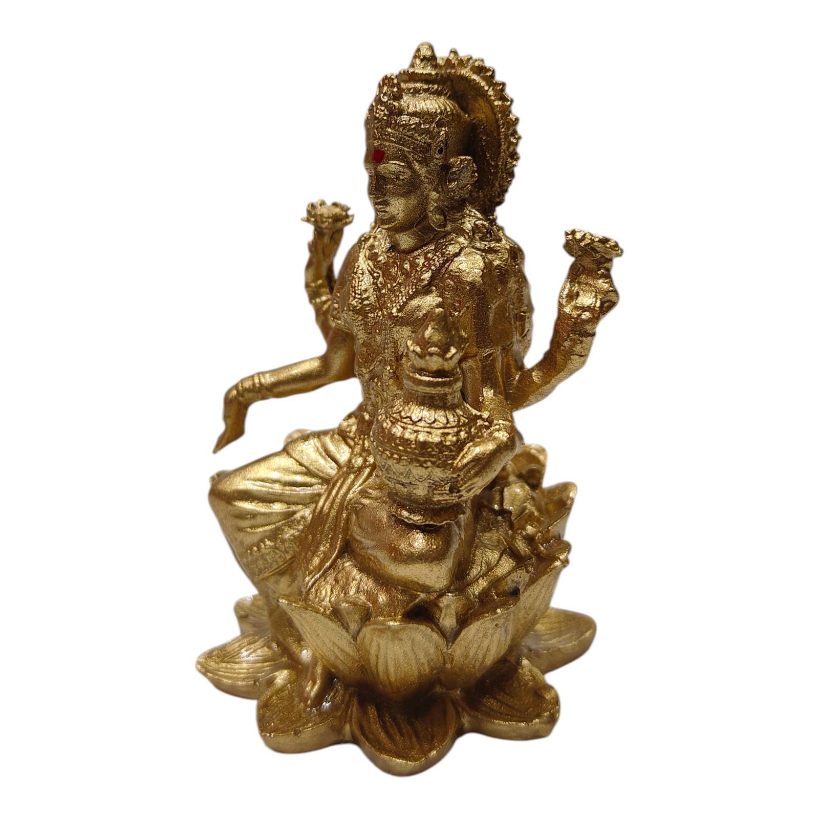 Sri Kamal Lakshmi Golden Shining  Figurine 3 inches - for pooja room & Auspicious Diwali gifting