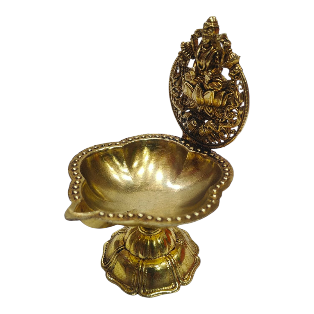Sri Padma Lakshmi Floral design Light weight Brass antique Deepak - Wedding and return gifts