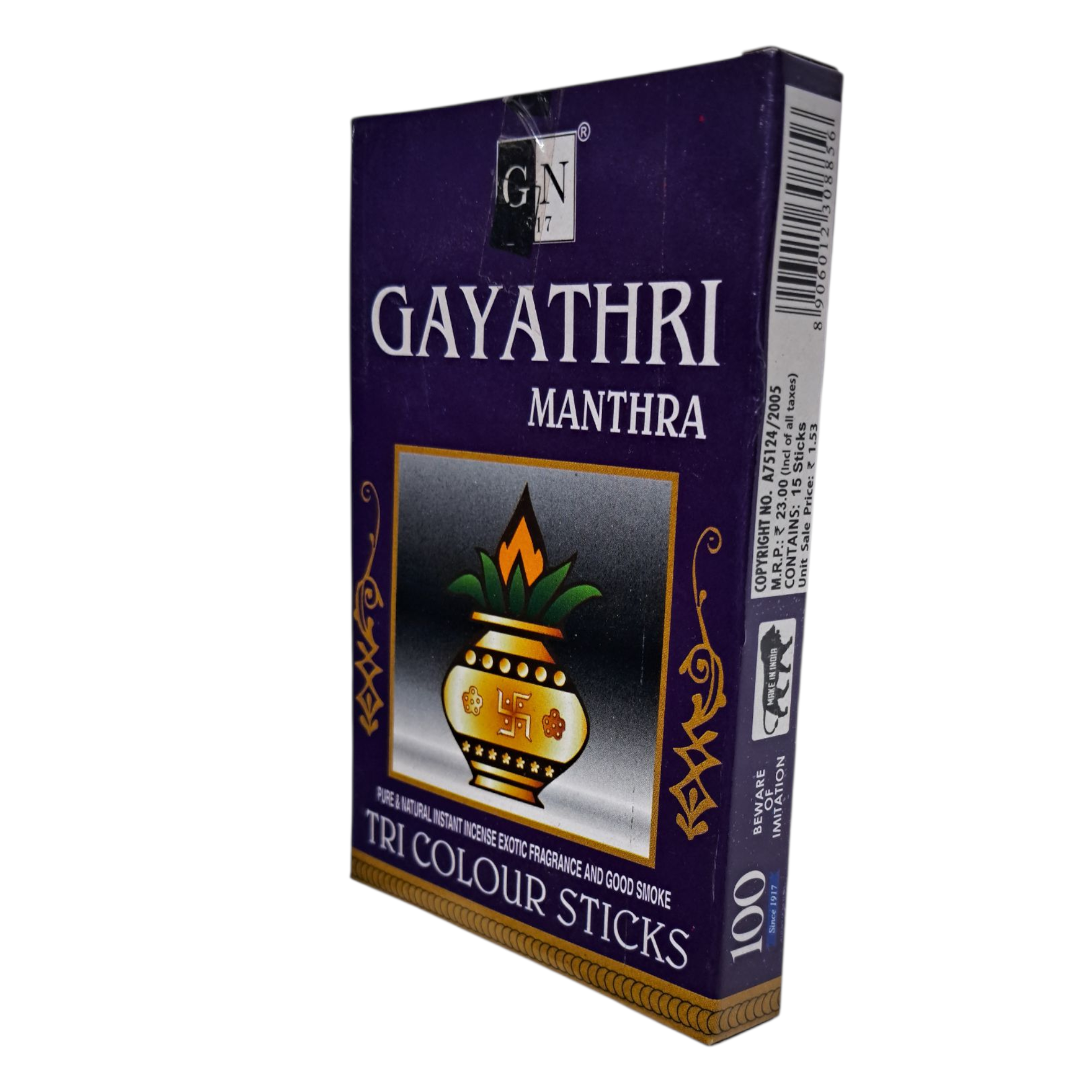 GN Kangaroo Gayathri Manthra Tri Colour Dhoop Sticks - Natural Herbal Fragrance Aromatic Dhoop for Pooja Rituals