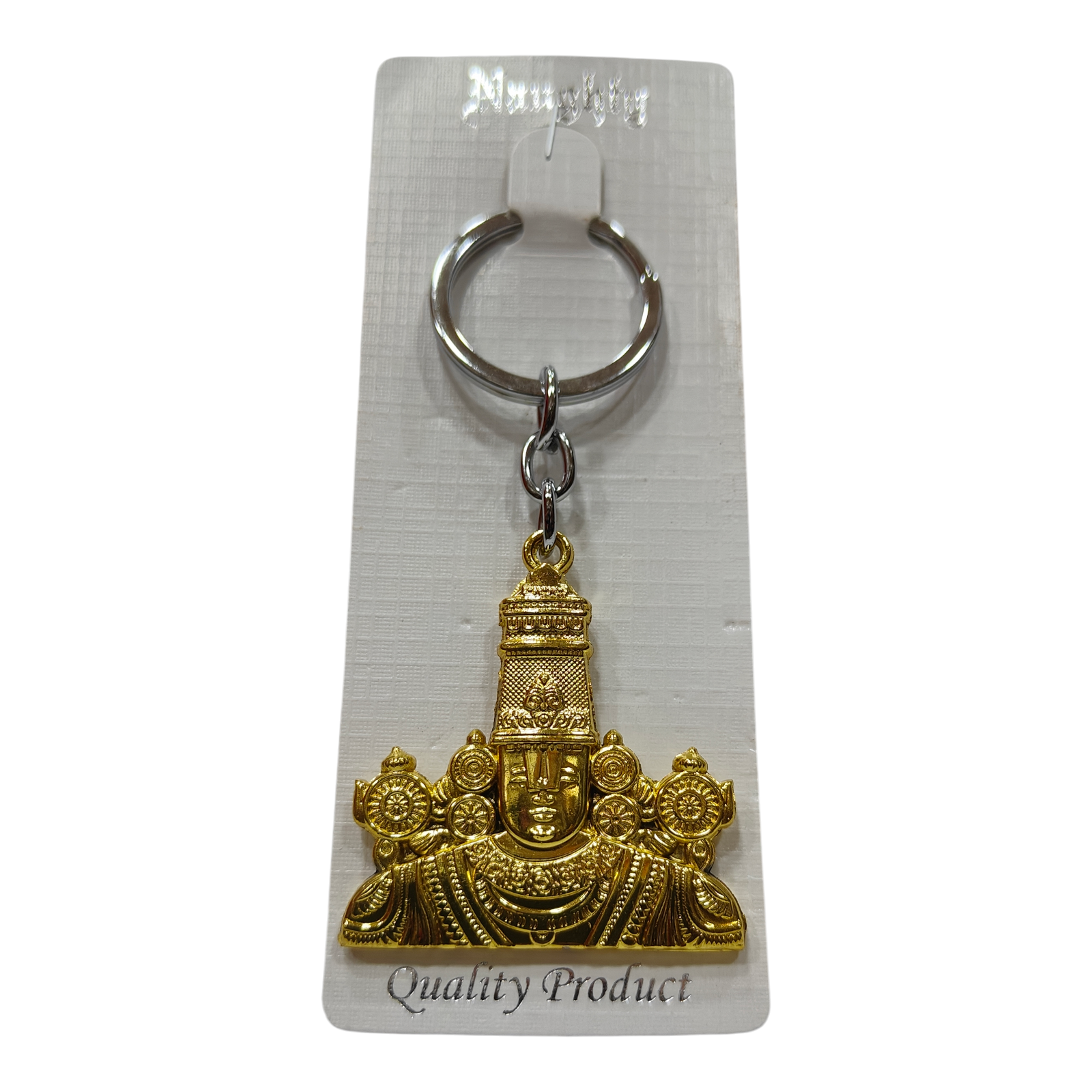 Sri Vari Srinivasa Perumal Face Golden Metal Key Chain - Wedding & Golu Return Gift